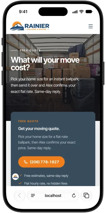 Its quote form on an iPhone, with a price before the call