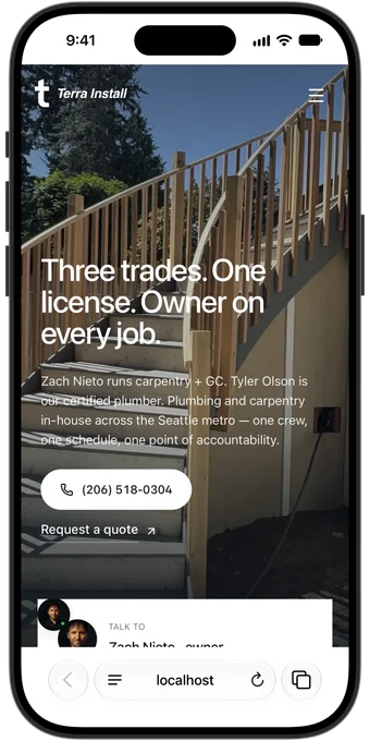 The same site, on an iPhone