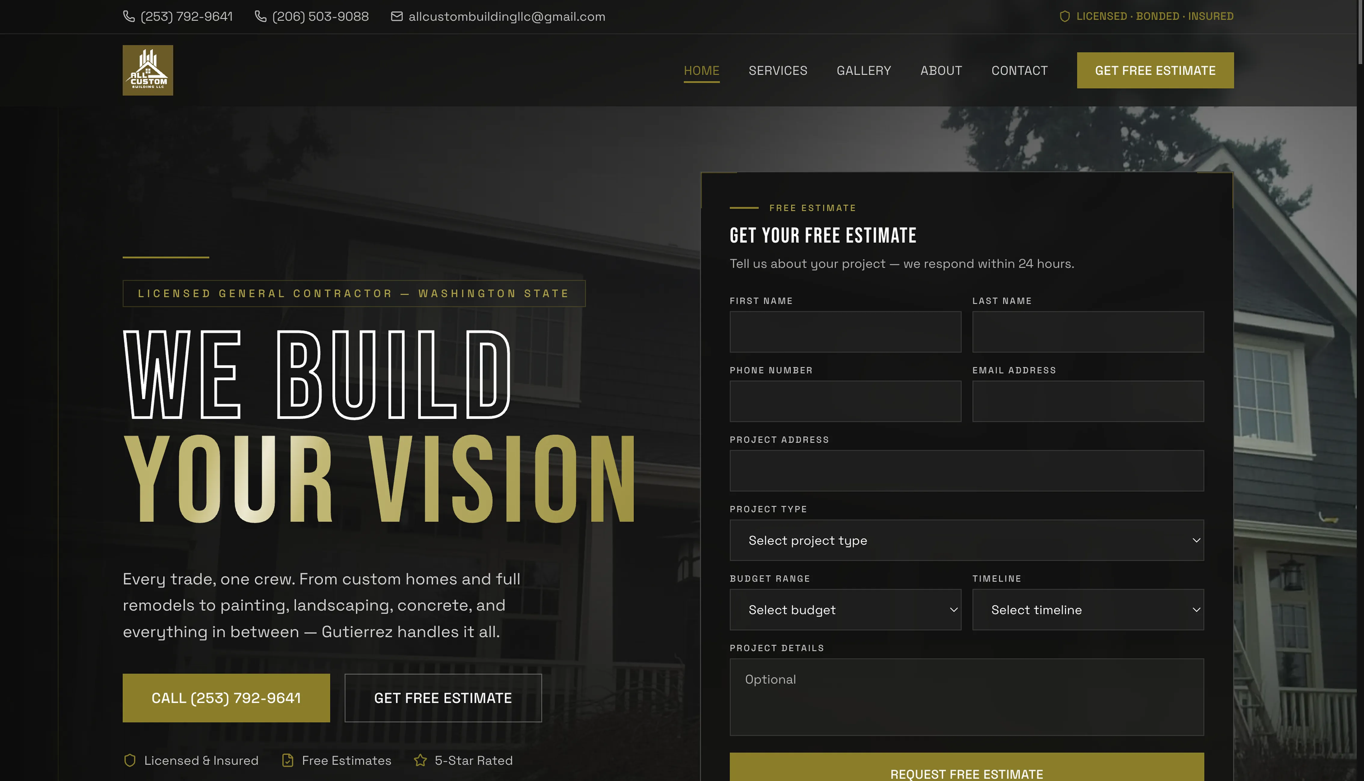 All Custom Building — custom construction website design by ePageUSA